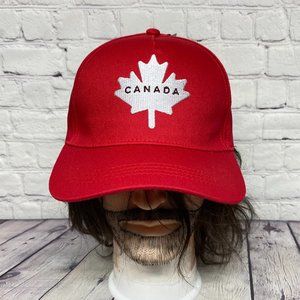 Canada Hat Cap Snapback Red One Size Embroidered Maple Leaf Spell Out Adjustable